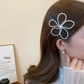 Elegant white pearl flower hair clip with a classic minimalist aesthetic for women - 51# Duckbill Clip - White Pearl Flower Long Style