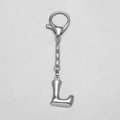 Polished silver bubble alphabet L keychain with lobster clasp for handbags - Letter L