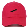 Detail shot of rose red cotton baseball cap with skateboard embroidery and vent holes - Adjustable / Rose Red