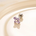 Cross-shaped stainless steel earring with purple square zircons and screw back - Purple Blue Shift (A164-4# Single Piece)
