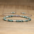 Woven braided bracelet with turquoise imperial stones and silver spacer beads - No.75 African Turquoise Braided