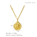 Collana in acciaio inossidabile dorato con ciondolo tondo scarabeo egiziano vintage - Oro