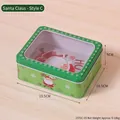 Green Christmas tin box with Santa Claus design and a transparent window lid - 2370C-05--Santa Claus Style C