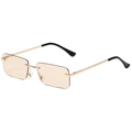 Frameless square sunglasses with light orange lenses and golden metal temples for women - Gold Frame Light Tea Lens