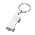 Portachiavi a forma di skateboard in metallo lucido con ruote e anello tondo - Skateboard Argento X-1198