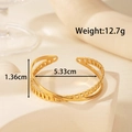 Gouden dubbellaagse open armband met gladde ring en holle kettingtextuur van roestvrij staal - Dubbellaagse Ketting