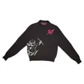 Maglione nero Y2K in maglia con motivo jacquard cuore rosa e Cupido bianco stampato - Marrone