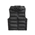 Dames gewatteerde bodywarmer met capuchon in zwart, winddichte stof en ritssluiting - XS / Zwart