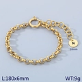18k gold plated chunky chain bracelet with round spring clasp and letter N pendant - Gold - Letter N (KB186377-Z)