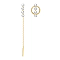 Asymmetric S925 silver pearl drop earrings with long gold tassel and round studs - GPE47-14k Asymmetric Chain Hoop Pearl / Gold