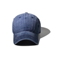 Detailed view of dark blue washed cotton baseball cap with curved brim and reinforced stitching - 55-60cm / Washed Navy
