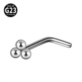 Silver G23 titanium L-shaped nose stud with three ball cluster decoration - Three-Ball Cluster (Style 1 L-Shaped) / 0.8x7mm