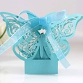 Scatola di caramelle farfalla tagliata al laser blu tiffany con elegante nastro di seta - Blu Tiffany