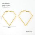 Detail of 18K gold plated stainless steel diamond earrings with measurements and 8.7g weight - 18K Gold / Extra Large / Bright Gold