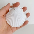 Handcrafted white layered shell binder notebook with silver metal ring clasp - Small White Shell Notebook (6-7cm)