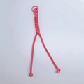Pink woven paracord keychain with reflective silver threads and pink metal spring hook - Rose Red