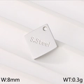 Square silver stainless steel pendant charm 8mm width 0.3g weight for jewelry making - Steel Color Square (KLJ9159-Z)