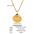 Gouden schelphanger ketting van roestvrij staal met 46cm ketting en afmetingen - Sint-jakobsschelp Stijl (YYN025009)