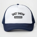 Classic dark blue and white trucker hat featuring a Shit Show Supervisor slogan - One Size / Navy White