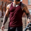 Débardeur de fitness bordeaux pour hommes avec maille côtelée et coupe ajustée - Bordeaux