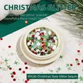 Christmas nail art sequins set XP630 with red white and green snowflake star glitter - Joyful Wishes (XP630)