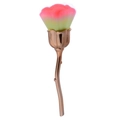 Rose shaped makeup brush with pink and yellow gradient bristles and rose gold handle - Rose Gold Handle Red & Yellow Gradient
