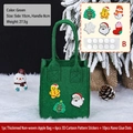 Sac cadeau de Noël en feutre vert avec autocollants 3D et base carrée de 10cm - Sac Cadeau de Noël en Feutre DIY Vert B