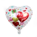 Vista macro del palloncino a cuore in alluminio con motivi colorati e scritta I Love You - Stile Lettera Regalo Cuore Bianco