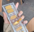 Nail wraps set with solid yellow color and white daisy patterns for floral manicure look - MZ-003 Yellow Daisy