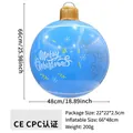 Bola de Navidad inflable azul cielo de 66 cm con estampado Merry Christmas y copos de nieve - Bola de Navidad / Azul