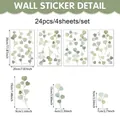 Nordic watercolor eucalyptus leaf wall stickers set of 24 pieces with detailed dimensions - Multi-Sheet Set / Green