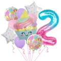 Ice cream party balloon set with number 2 and pastel dessert themed foil balloons - Starry Sky Number Set 2