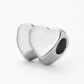 Polished silver double heart stainless steel bead for DIY bracelets and necklaces - Double Heart Steel Color