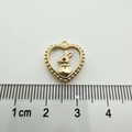 Close-up of 18K gold-plated rabbit heart pendant with white inlay and scale measurement - Heart Rabbit (White Shell)