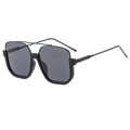 Square double-bridge sunglasses in black frame with dark grey lenses for a retro chic look - Black Frame Grey Lens