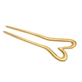 Minimalist 18K gold plated stainless steel hair pin with double-prong heart design - Minimalist Double-Prong Hair Stick / Gold