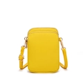 Yellow nylon mini crossbody phone bag with adjustable strap and golden hardware - Yellow