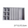 Vassoio portagioie in velluto grigio per anelli e orecchini, 3 zone, 21x12,5x2,5cm - Design 3-in-1 / Grigio