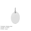 Polished silver stainless steel oval pendant charm in 9x13mm size for jewelry making - 13*9 Silver Tone
