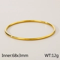 Minimalist gold titanium steel bangle with 68mm inner diameter and 3mm width - Gold (KB179805-LO)