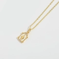 Elegant gold necklace with a rectangular Virgin Mary pendant and sparkling cubic zirconia - Virgin Mary Rectangle Pendant