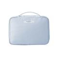 Light blue foldable makeup brush organizer bag with handle and zipper closure - Large Storage Bag Blue