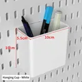 White pegboard hanging cup organizer for storage, plastic bin 10x5.5x10cm size - White Storage Box