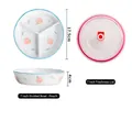 Bol bento en céramique à trois compartiments avec motif pêche et couvercle - Bol 3 compartiments 7 pouces - Pêche avec couvercle