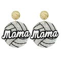 Glitzernde Volleyball Mama Ohrringe mit Goldsteckern als Geschenk zum Muttertag - Volleyball-Ohrstecker - Weißer Glitzer
