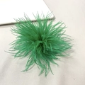 Emerald green ostrich feather brooch pin featuring a fluffy spherical design for formal attire - Grass Green