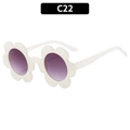 Cute white flower frame sunglasses for girls with purple gradient lenses C22 - Creamy White Gradient Grey Lens