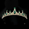 Eleganter Gold-Kronen-Diadem mit smaragdgrünen Kristallen und funkelnden Strasssteinen. - Grün