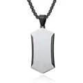 Collier pour hommes avec pendentif géométrique en acier inoxydable brossé bicolore - Pendentif uniquement / Noir