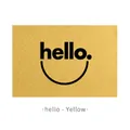 Moderne rechteckige gelbe PVC-Fußmatte mit schwarzem Hello-Gruß und Smile-Icon - 60x40cm / Gelb (hello)